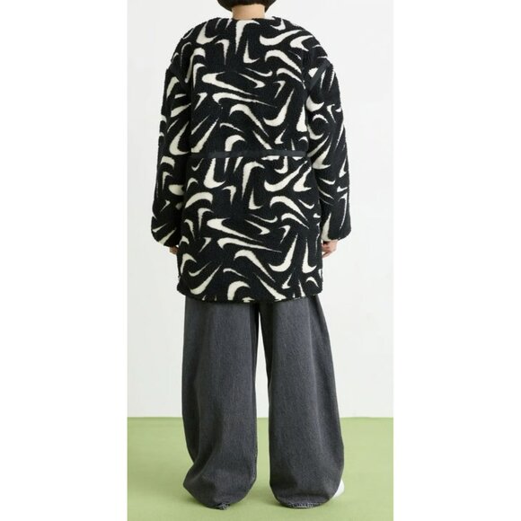 Nike Fleece High Pile Logo Long Coat Jacket Size Medium NWT - Picture 3 of 11